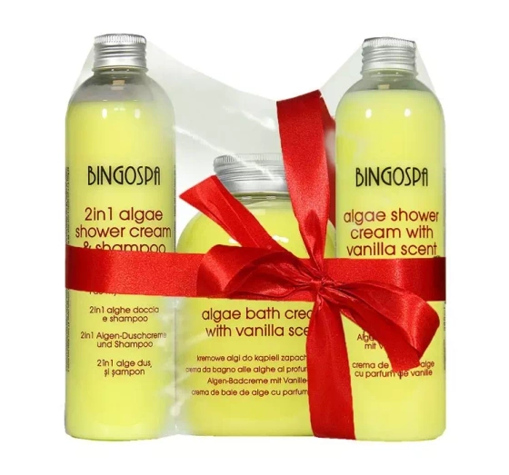 BingoSpa Algi Wanilia zestaw żel pod prysznic 300 ml płyn do kąpieli 500 ml 2w1 szampon i żel 300 ml