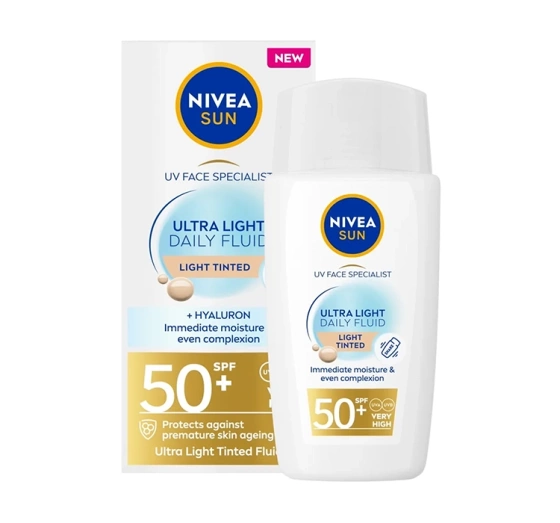 NIVEA SUN Ultra Light Daily Fluid krem do twarzy przeciwsłoneczny z pigmentem SPF50 Light Tinted 40 ml
