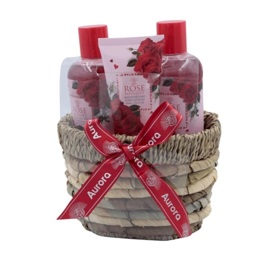 Aurora Rose Bouquet zestaw prezentowy żel pod prysznic 180 ml balsam do ciała 180 ml krem do rąk 60 ml