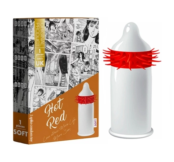 Egzo stymulująca prezerwatywa z wypustkami Hot Red Soft 1 sztuka