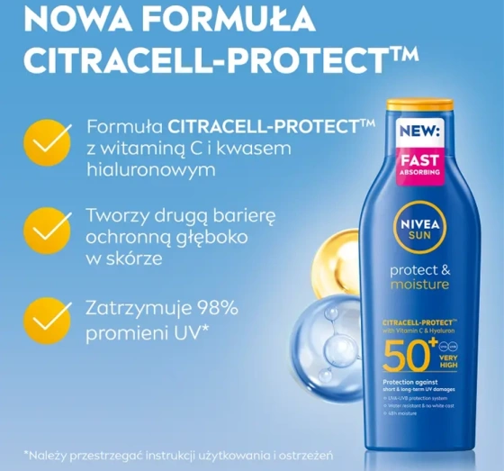 NIVEA SUN Protect&Moisture nawilżający balsam do opalania SPF50 200 ml