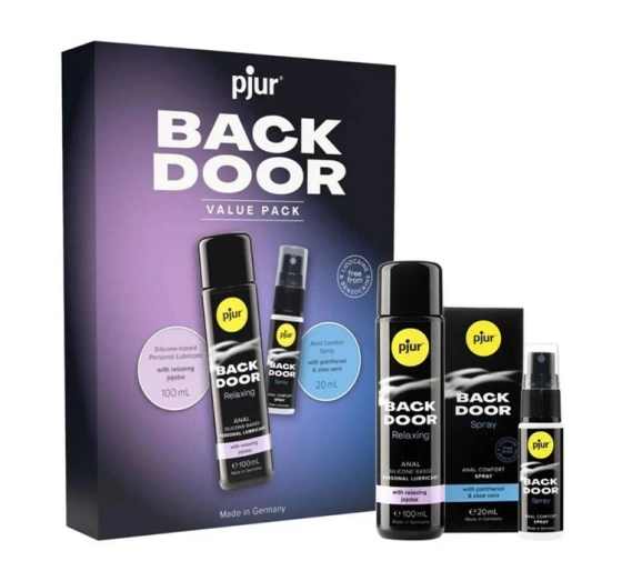 Pjur Back Door Value Pack zestaw żeli intymnych lubrykant na bazie silikonu spray relaksacyjny