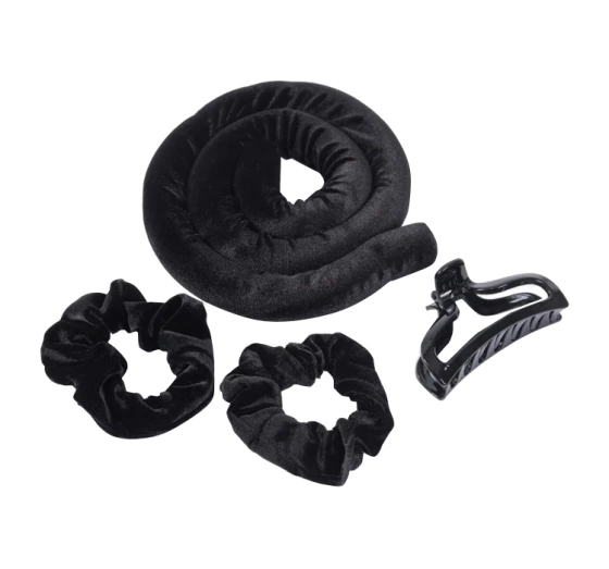 Sister Young Lisa zestaw do kręcenia włosów wałek 2 scrunchie klips Black
