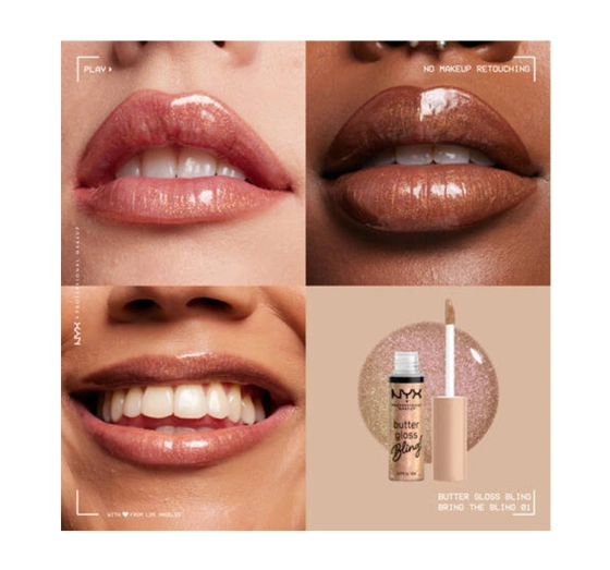 NYX Professional Makeup Butter Gloss Bling błyszczyk do ust 01 Bring The Bling 8 ml
