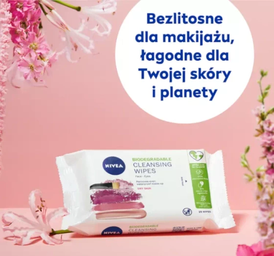 NIVEA biodegradowalne chusteczki do demakijażu cera sucha 25 sztuk