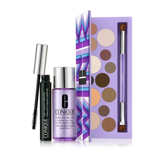 Clinique Au Naturel Eyes zestaw do makijażu oczu paleta cieni tusz do rzęs płyn do demakijażu