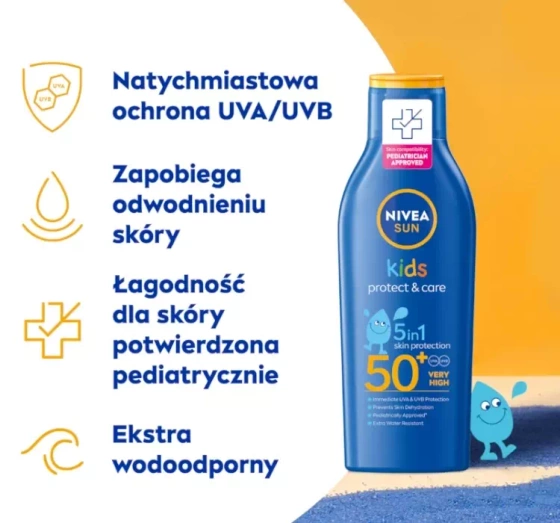 NIVEA SUN Kids Protect&Moisture przeciwsłoneczny balsam do opalania dla dzieci SPF50 200 ml