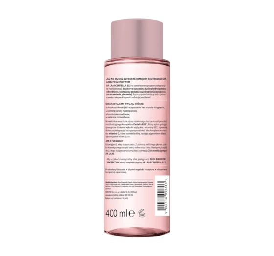 AA LAAB 100% Centella B12 nawilżający płyn micelarny 400 ml