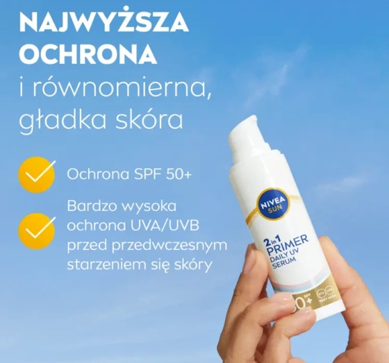 NIVEA SUN Daily UV Serum primer 2w1 przeciwsłoneczny SPF50 baza pod makijaż 30 ml