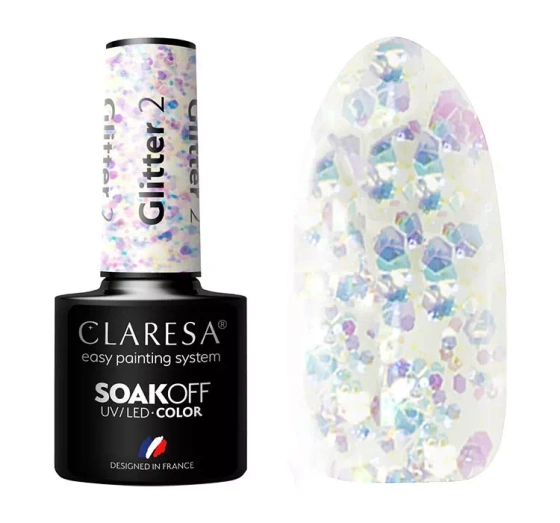 Claresa hybrydowy lakier do paznokci Glitter 2 5 g