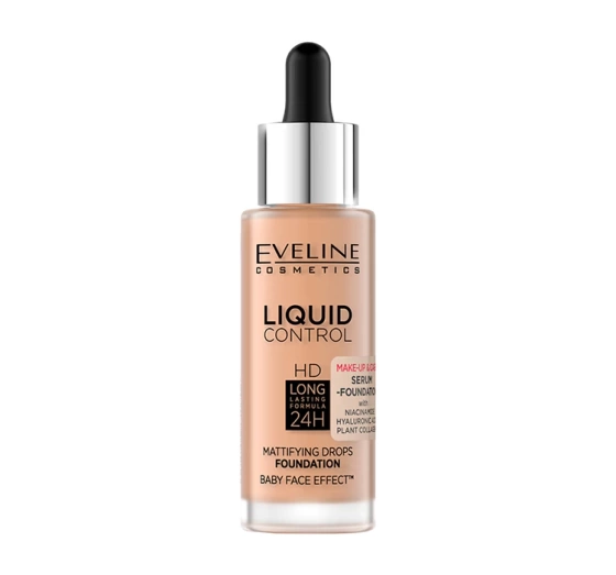 Eveline Cosmetics Liquid Control HD matujący podkład do twarzy z niacynamidem 055 Honey 32 ml