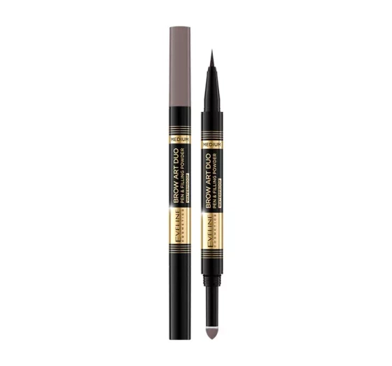 Eveline Cosmetics Brow Art Duo wegański precyzyjny pisak i puder do brwi 02 Medium 1,2 g