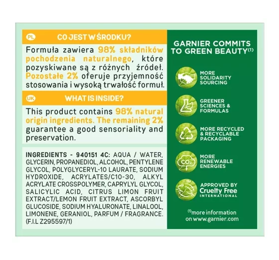 Garnier Vitamin C Glow Jelly nawilżający krem-żel do twarzy 50 ml
