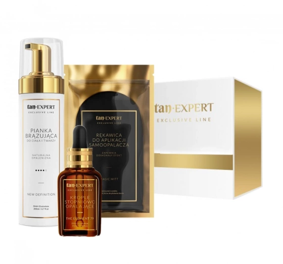 Tanexpert Exclusive Line Tangift zestaw kosmetyków samoopalających pianka kropelki rękawica