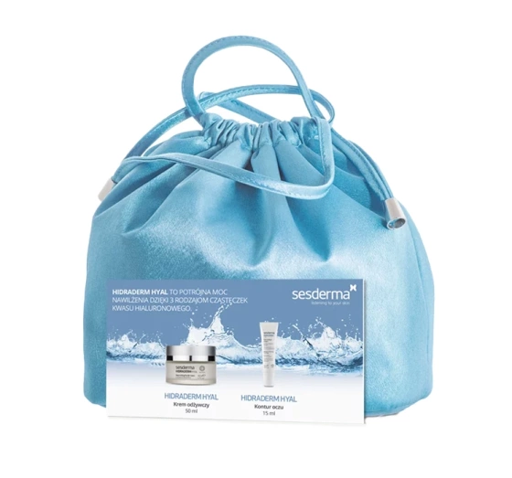 Sesderma Hidraderm Hyal zestaw prezentowy w kosmetyczce krem pod oczy 15 ml krem do twarzy 50 ml