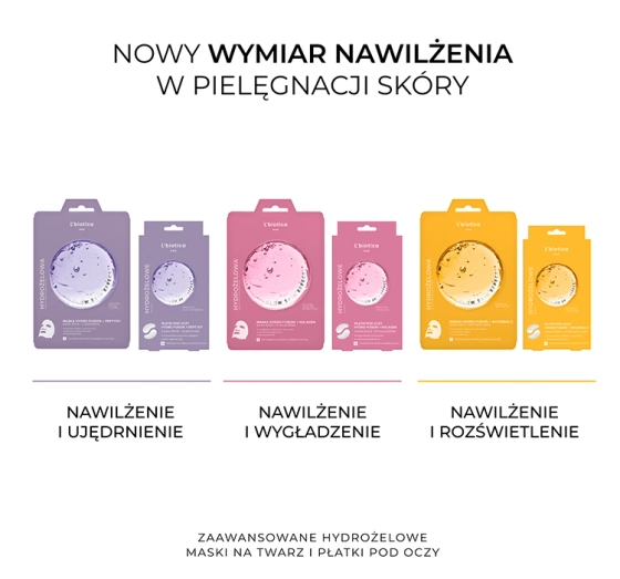 L'Biotica PGA Hydro Fusion Witamina C nawilżająco-rozświetlająca maska hydrożelowa do twarzy 1 sztuka