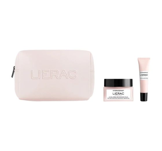 Lierac Hydragenist zestaw do pielęgnacji twarzy żelowy krem 50 ml krem pod oczy 15 ml kosmetyczka