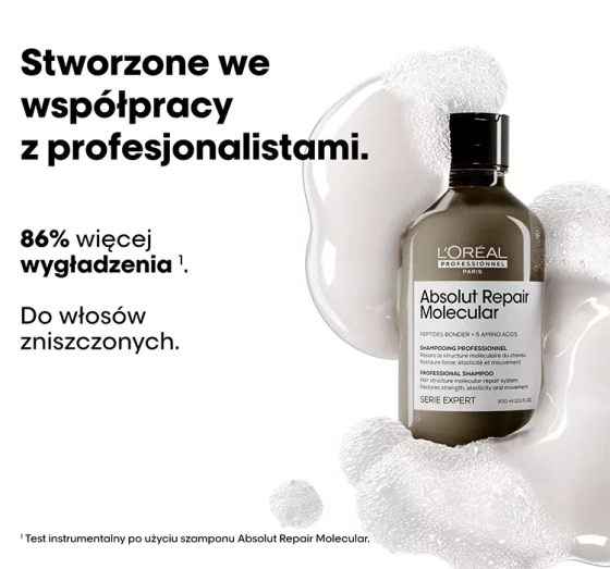 L'Oréal Professionnel Serie Expert Absolut Repair Molecular intensywnie odbudowujący szampon do włosów zniszczonych 300 ml