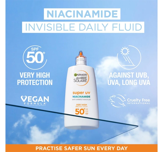 Garnier Ambre Solaire Super UV Niacinamide fluid przeciw niedoskonałościom SPF50 40 ml