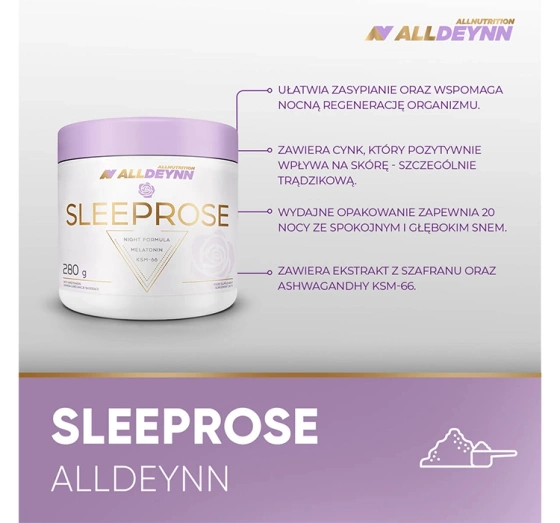 Allnutrition Alldeynn Sleeprose suplement diety w proszku Lemon Orange 280 g