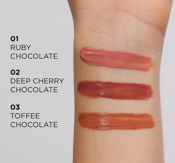 Eveline Cosmetics Choco Glamour winylowa pomadka w płynie 02 Deep Cherry Chocolate 4,5 ml