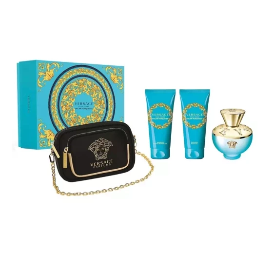 Versace Dylan Turquoise Pour Femme woda toaletowa spray 100 ml żel do ciała 100 ml żel pod prysznic 100 ml kosmetyczka