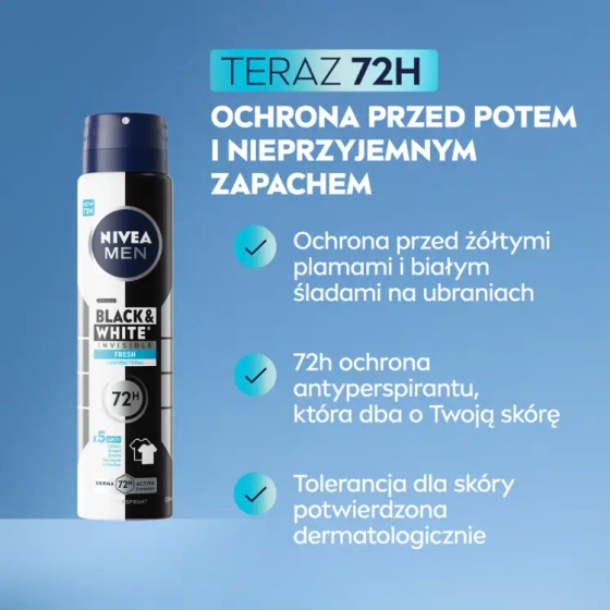 NIVEA MEN Black&White Invisible Fresh antyperspirant w sprayu dla mężczyzn 250 ml