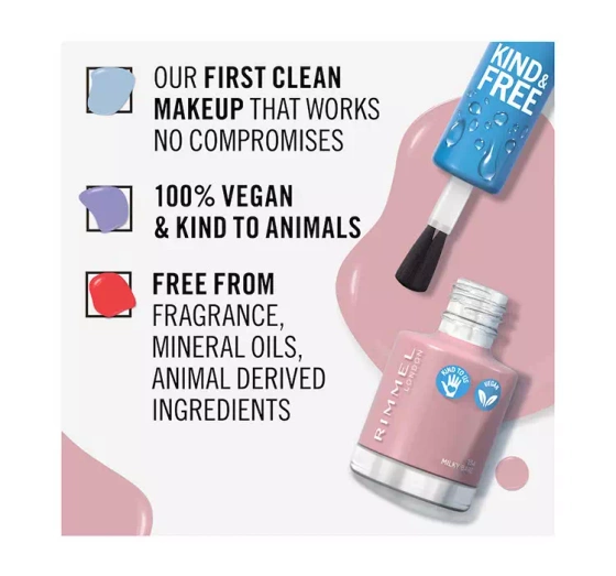 RIMMEL KIND & FREE WEGAŃSKI LAKIER DO PAZNOKCI 154 MILKY BARE 8ML