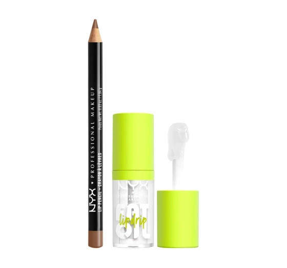 NYX Professional Makeup zestaw do makijażu ust konturówka 855 Nude Truffle 1 g błyszczyk Fat Oil 01 My Main 4,8 ml