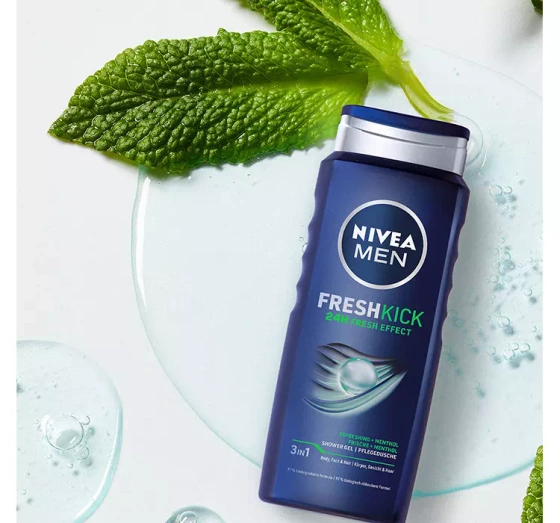 NIVEA MEN Fresh Kick chłodzący żel pod prysznic do twarzy ciała i włosów 500 ml