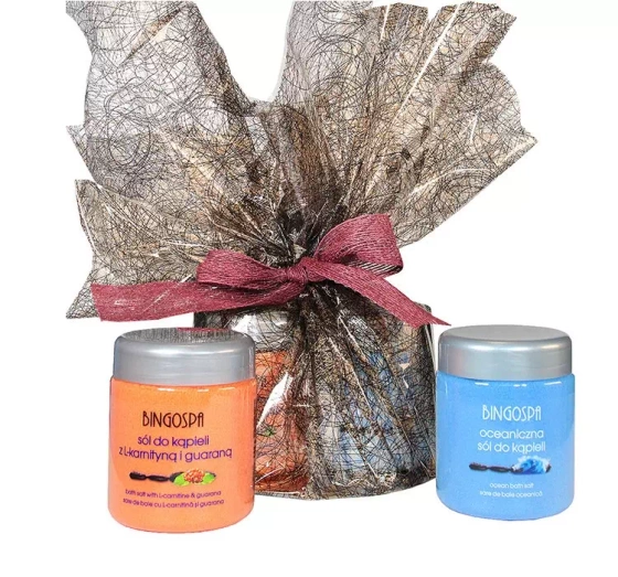 BingoSpa zestaw prezentowy do kąpieli sól z L-Karnityną i Guaraną 580 g sól Blue Ocean 580 g