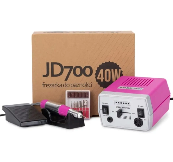 FREZARKA DO MANICURE I PEDICURE JD700 40W RÓŻOWA ZESTAW FREZÓW