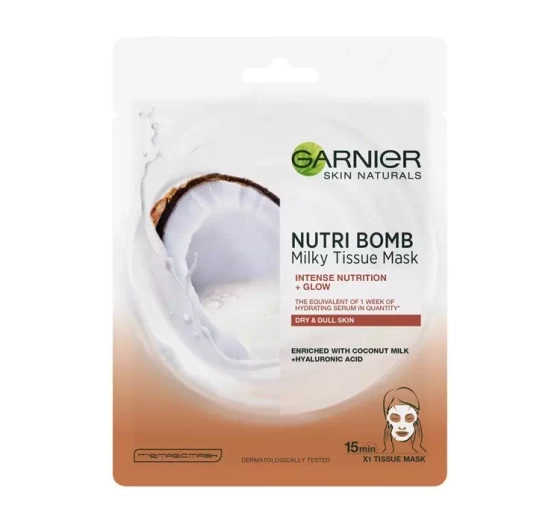 Garnier Nutri Bomb intensywnie odżywcza maseczka na tkaninie z mlekiem kokosowym 1 sztuka