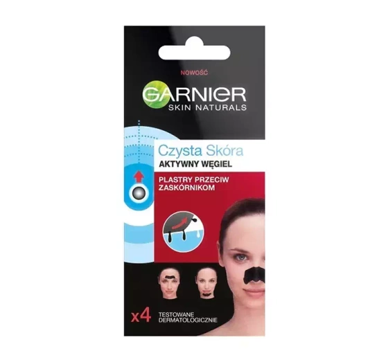 Garnier Czysta Skóra Aktywny Węgiel plastry przeciw zaskórnikom 4 sztuki