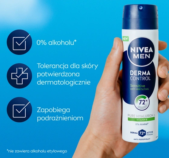 NIVEA MEN Derma Control antyperspirant w sprayu dla mężczyzn Sensitive 150 ml