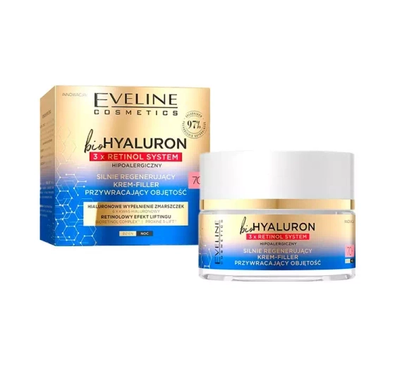 Eveline Cosmetics Biohyaluron 3 x Retinol System 70 regenerujący krem-filler przywracający objętość 50 ml
