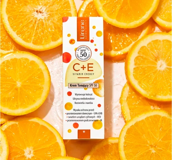 Lirene Dermoprogram C E Vitamin Energy tonujący krem do twarzy SPF50 30 ml