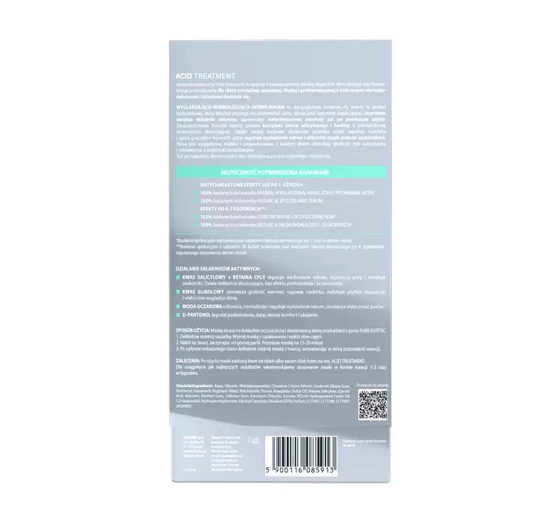 L'Biotica Estetic Clinic Acid Treatment wygładzająco-normalizująca dermo maska hydrożelowa 1 sztuka