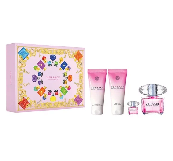 Versace Bright Crystal woda toaletowa spray 90 ml 5 ml żel pod prysznic 100 ml balsam do ciała 100 ml