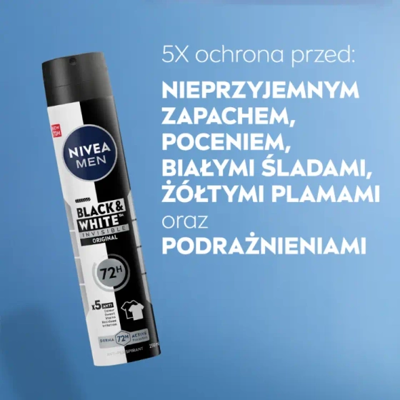 NIVEA MEN Black&White Invisible Original antyperspirant w sprayu dla mężczyzn 250 ml
