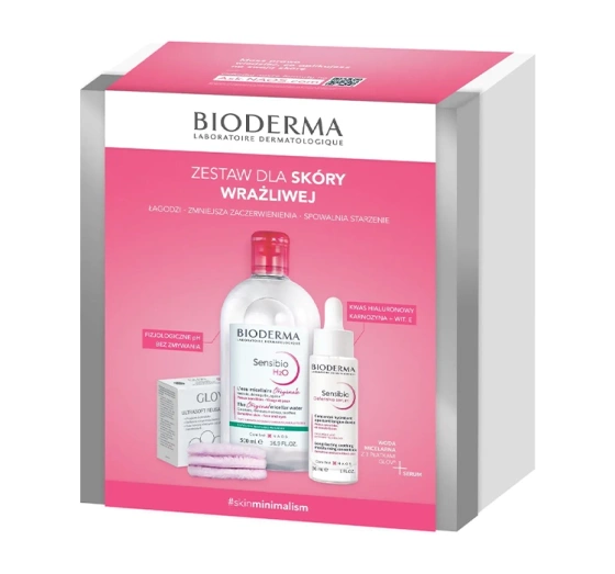 Bioderma Sensibio zestaw kosmetyków dla skóry wrażliwej płyn micelarny 500 ml serum 30 ml wielorazowe płatki kosmetyczne 3 sztuki