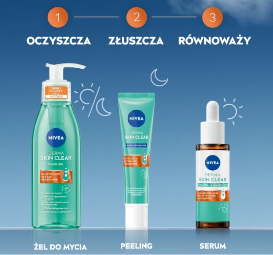 NIVEA Derma Skin Clear peeling złuszczający na noc 40 ml