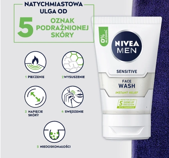 NIVEA MEN Sensitive Face Wash żel do mycia twarzy z rumiankiem 100 ml