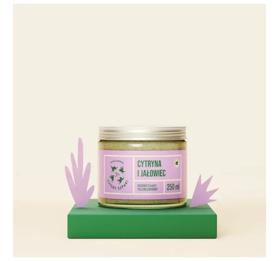 Mydlarnia Cztery Szpaki rozświetlający peeling cukrowy Cytryna i Jałowiec 250ml