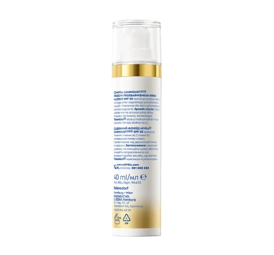 NIVEA Luminous630 krem do twarzy na przebarwienia na dzień SPF50 40 ml
