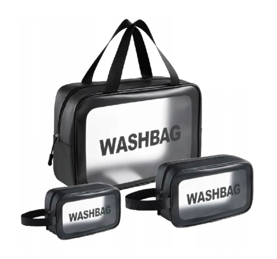 eCarla Washbag zestaw kosmetyczek Czarny 3 sztuki