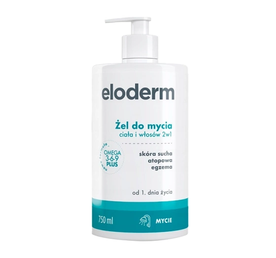 Eloderm żel do mycia ciała i włosów 2w1 skóra sucha, atopowa, egzema od 1 dnia życia 750 ml