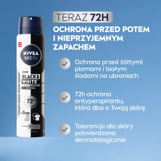 NIVEA MEN Black&White Invisible Original antyperspirant w sprayu dla mężczyzn 250 ml