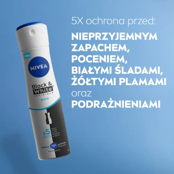 NIVEA Black&White Invisible Pure antyperspirant w sprayu dla kobiet 150 ml