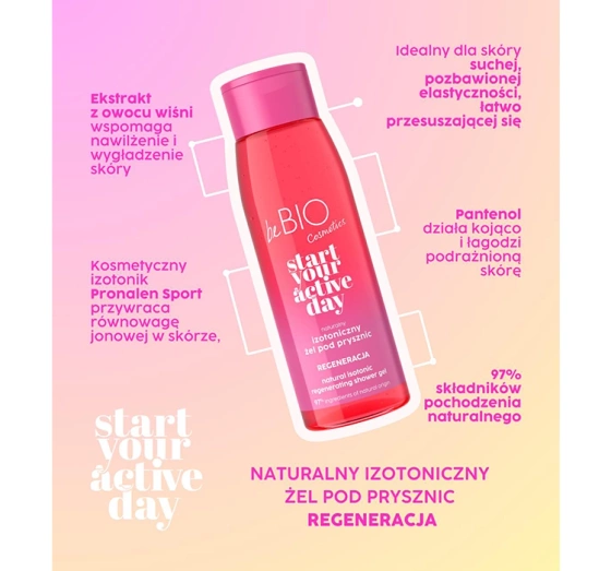 Bebio Start Your Active Day naturalny izotoniczny żel pod prysznic regeneracja 400 ml